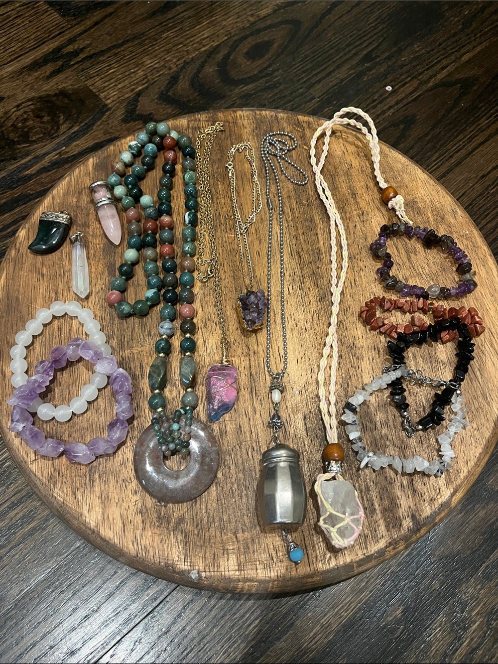 Crystal Jewelry Bundle, amethyst, selenite, jasper, unicorn quartz, rose quartz